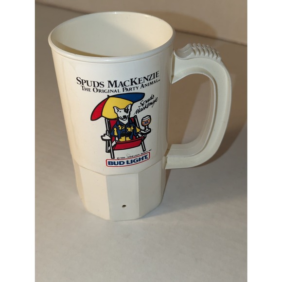 Vintage Spuds Mackenzie Bud Light Plastic Beer Super Mug Cup 7.5"Tall - Picture 4 of 9